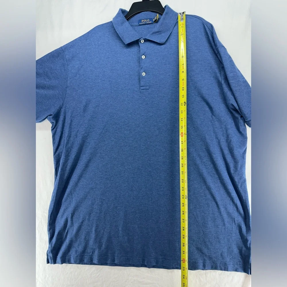 Polo Ralph‎ Lauren Polo Shirt Mens 2XLT Blue Tricolor Pony Classic Fit Casual